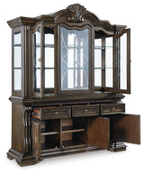 Maylee Dark Brown Dining Buffet and Hutch - Ella Furniture