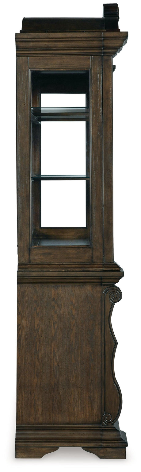 Maylee Dark Brown Dining Buffet and Hutch - Ella Furniture