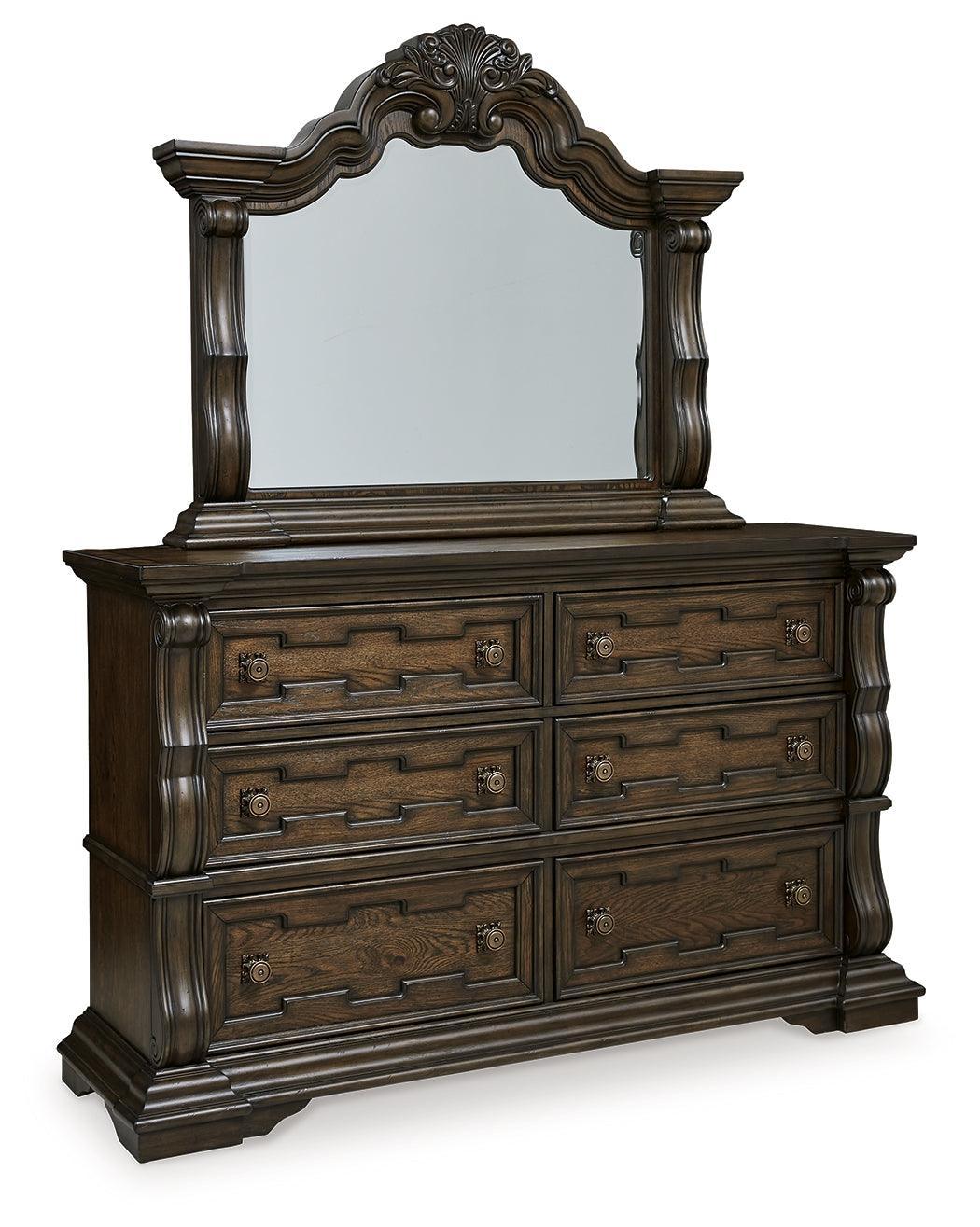 Maylee Dark Brown Dresser And Mirror - Ella Furniture