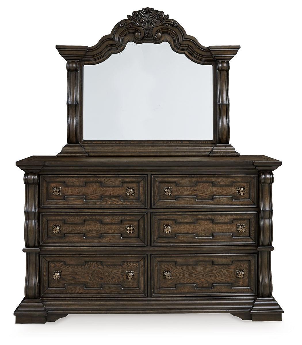 Maylee Dark Brown Dresser And Mirror - Ella Furniture