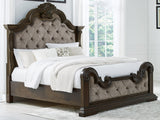 Maylee Dark Brown King Upholstered Bed - Ella Furniture