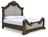 Maylee Dark Brown King Upholstered Bed - Ella Furniture