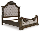 Maylee Dark Brown King Upholstered Bed - Ella Furniture