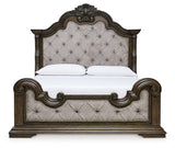 Maylee Dark Brown King Upholstered Bed - Ella Furniture