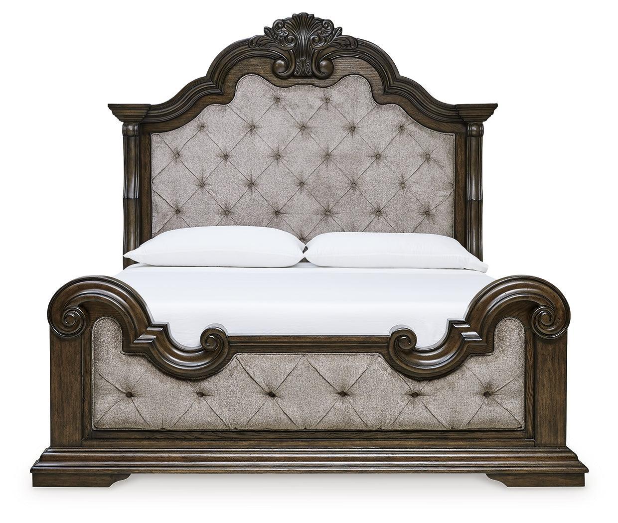 Maylee Dark Brown King Upholstered Bed - Ella Furniture