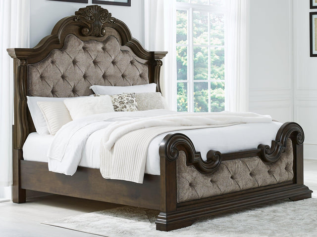 Maylee Dark Brown Queen Upholstered Bed - Ella Furniture