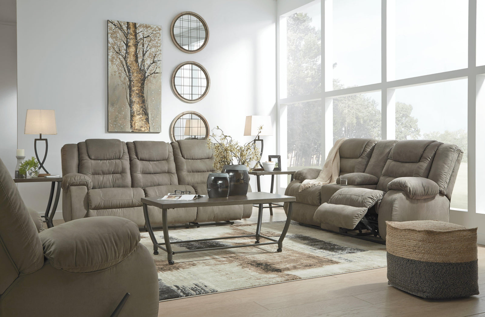 Mccade Cobblestone Sofa, Loveseat And Recliner - Ella Furniture