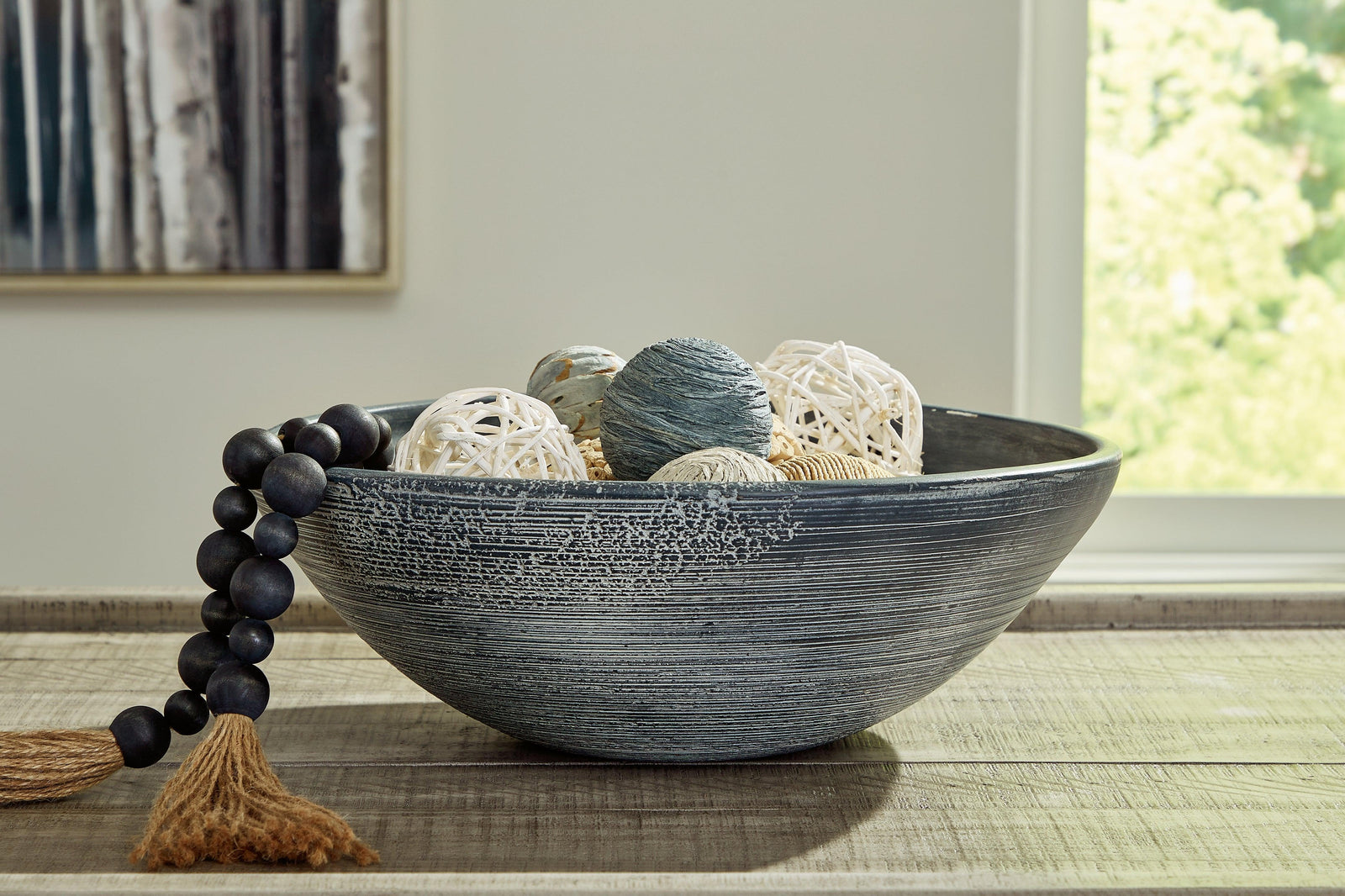Meadie Distressed Blue Bowl - Ella Furniture