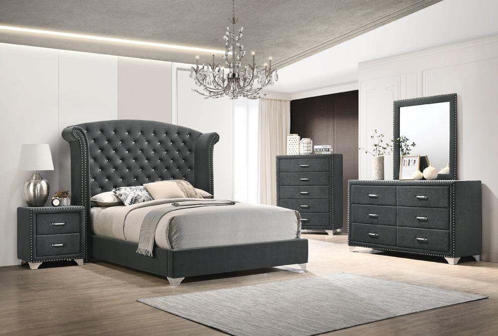 Melody Grey Wingback Upholstered Bedroom Set - Ella Furniture