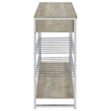 Melrose 2-Shelf Wine Cabinet With 2 Drawers Gray Washed Oak And Chrome 182275 - Ella Furniture