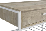 Melrose 2-Shelf Wine Cabinet With 2 Drawers Gray Washed Oak And Chrome 182275 - Ella Furniture