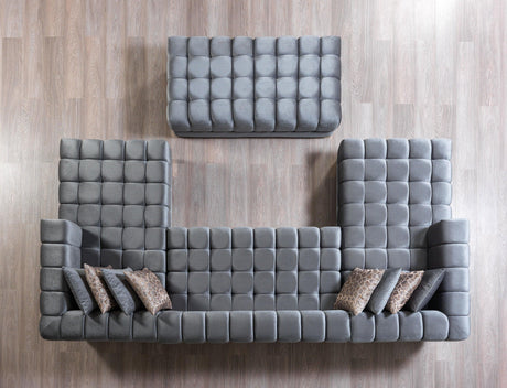 Mia Gray Velvet Double Chaise Sectional - Ella Furniture