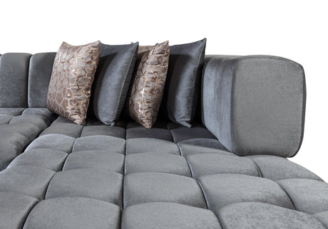Mia Gray Velvet Double Chaise Sectional - Ella Furniture