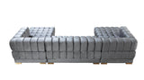 Mia Gray Velvet Double Chaise Sectional - Ella Furniture