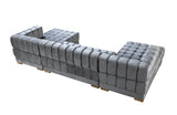 Mia Gray Velvet Double Chaise Sectional - Ella Furniture