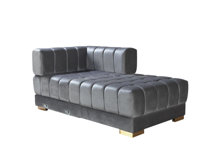 Mia Gray Velvet Double Chaise Sectional - Ella Furniture