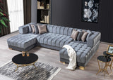 Mia Gray Velvet Double Chaise Sectional - Ella Furniture