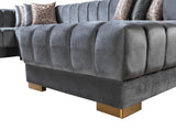 Mia Gray Velvet Double Chaise Sectional - Ella Furniture