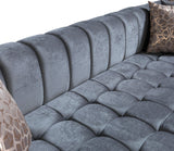 Mia Gray Velvet Double Chaise Sectional - Ella Furniture