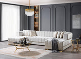 Mia Ivory Velvet Double Chaise Sectional - Ella Furniture