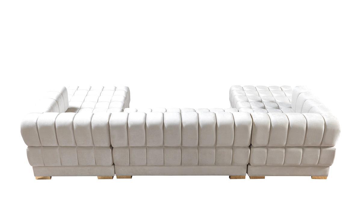 Mia Ivory Velvet Double Chaise Sectional - Ella Furniture