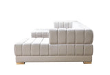 Mia Ivory Velvet Double Chaise Sectional - Ella Furniture