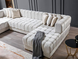 Mia Ivory Velvet Double Chaise Sectional - Ella Furniture