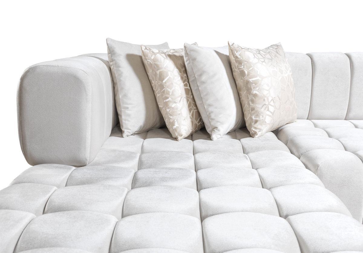 Mia Ivory Velvet Double Chaise Sectional - Ella Furniture