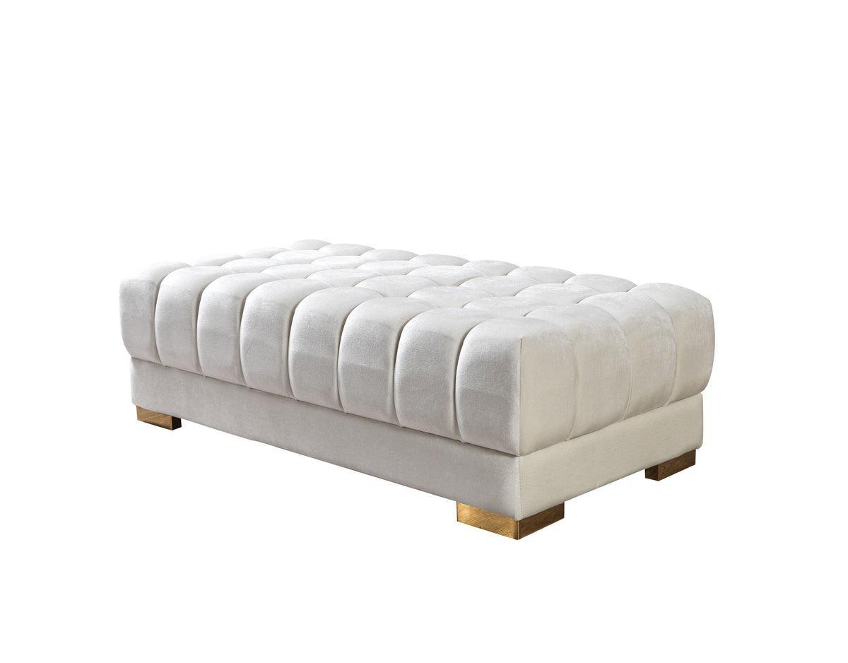 Mia Ivory Velvet Double Chaise Sectional - Ella Furniture
