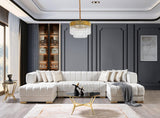 Mia Ivory Velvet Double Chaise Sectional - Ella Furniture
