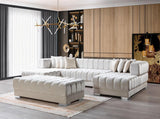 Mia Ivory Velvet Double Chaise Sectional - Ella Furniture