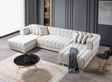 Mia Ivory Velvet Double Chaise Sectional - Ella Furniture