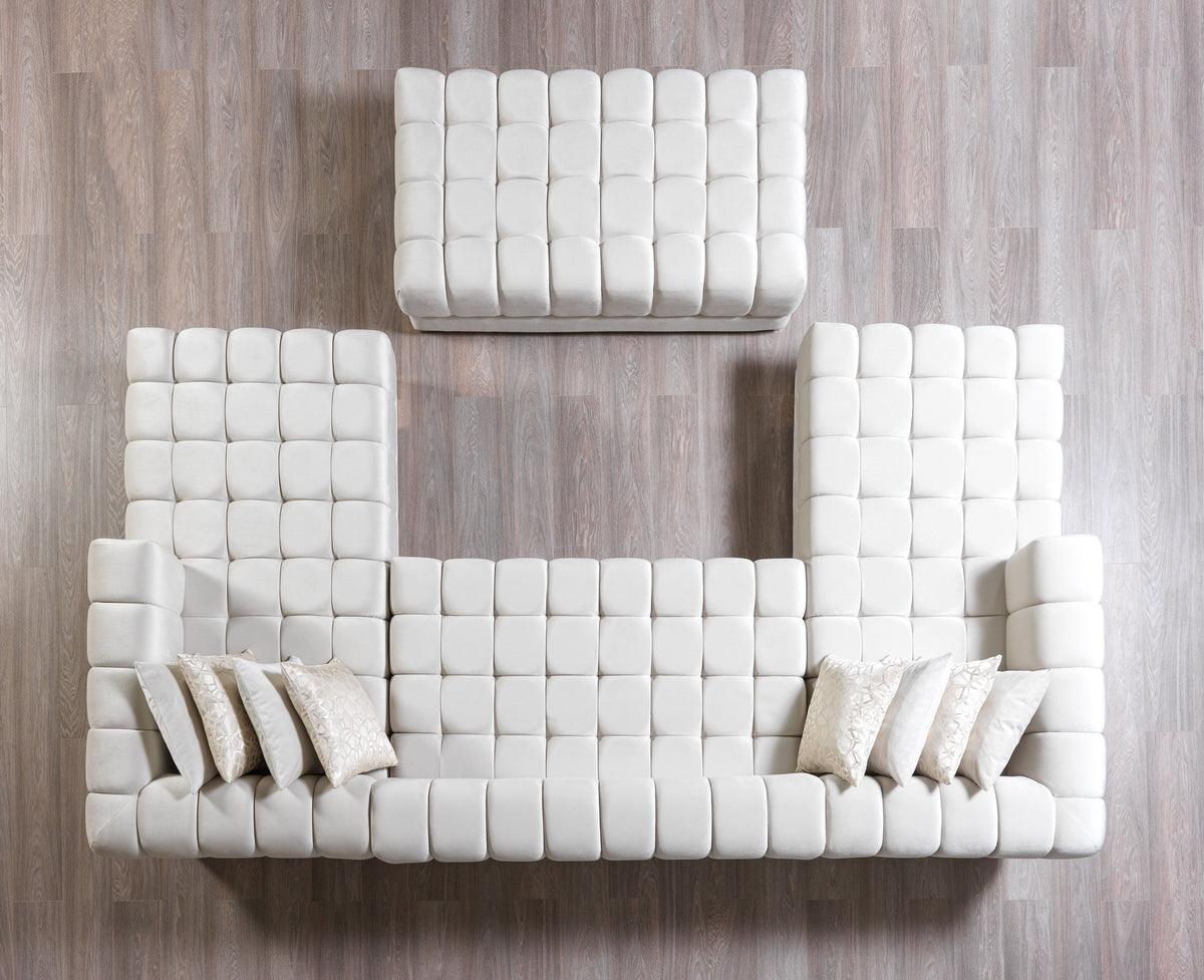 Mia Ivory Velvet Double Chaise Sectional - Ella Furniture
