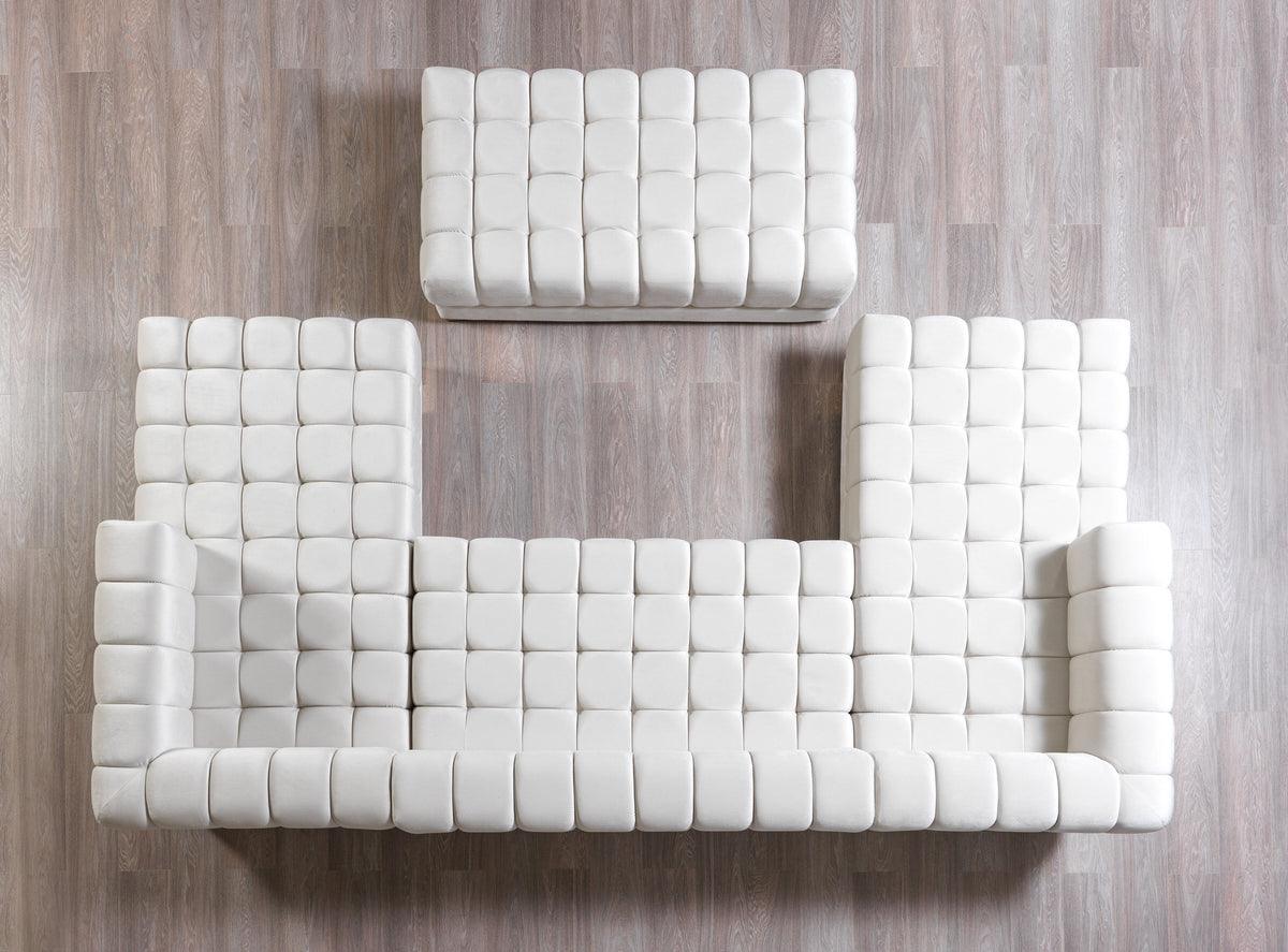 Mia Ivory Velvet Double Chaise Sectional - Ella Furniture