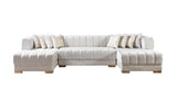 Mia Ivory Velvet Double Chaise Sectional - Ella Furniture