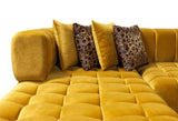 Mia Mustard Velvet Double Chaise Sectional - Ella Furniture