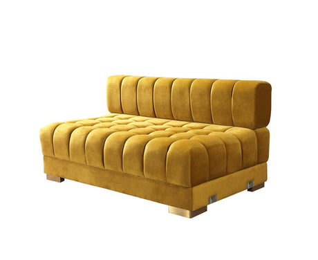 Mia Mustard Velvet Double Chaise Sectional - Ella Furniture