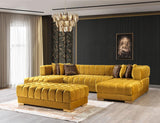 Mia Mustard Velvet Double Chaise Sectional - Ella Furniture