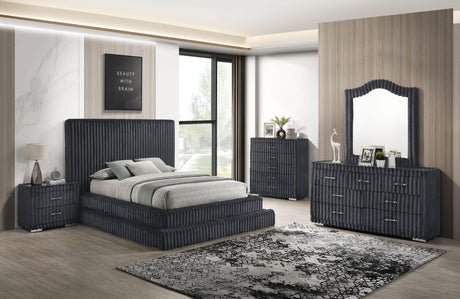 Micah Upholstered Bedroom Set with Henley Grey Premium Corduroy view 2