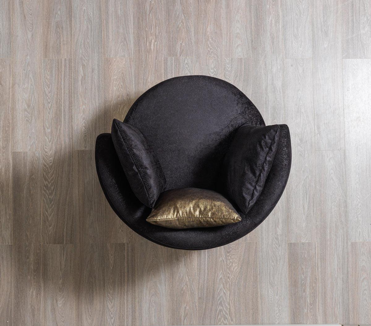 Michelle Black Velvet Curved Sectional - Ella Furniture