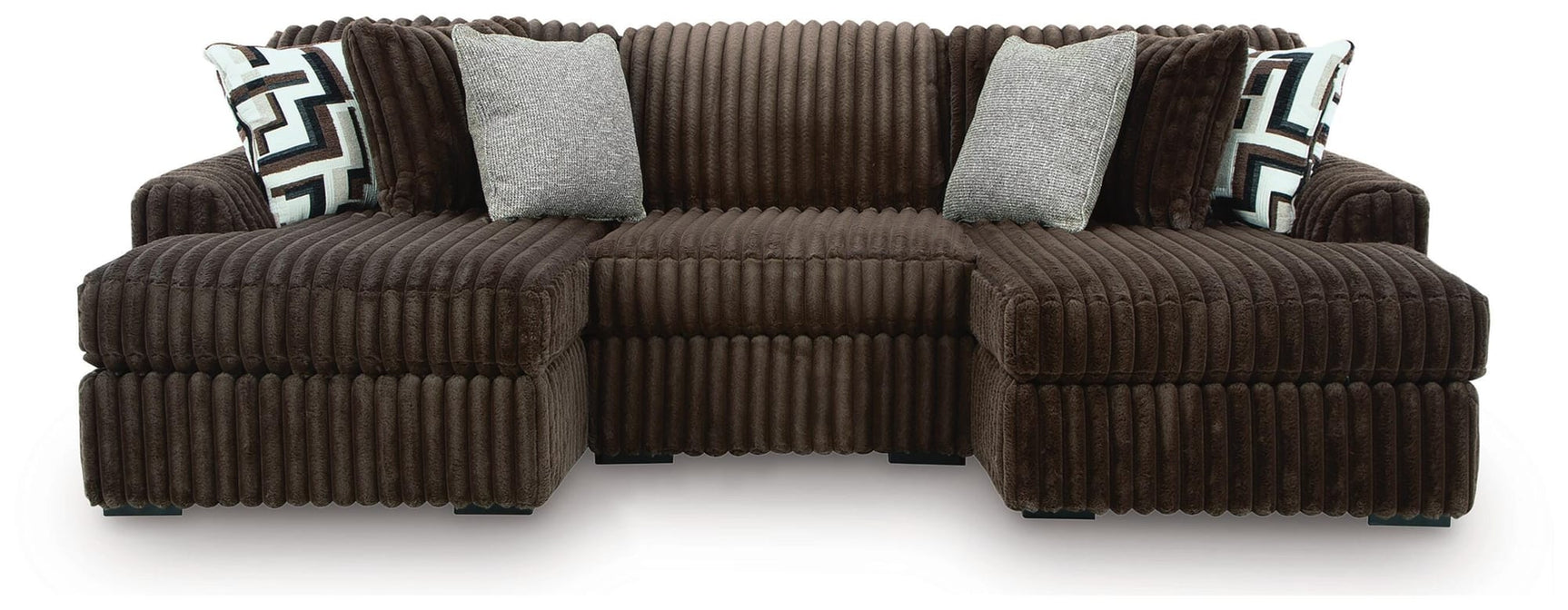Midnight-Madness Chocolate 3-Piece Double Chaise Sectional from Ella Furniture
