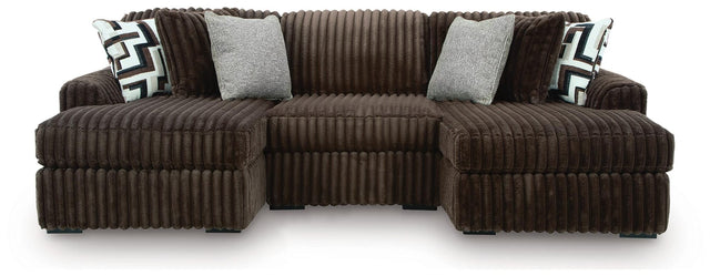 Midnight-Madness Chocolate 3-Piece Double Chaise Sectional from Ella Furniture