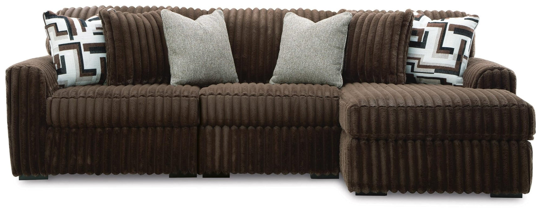 Midnight-Madness Chocolate 3-Piece Sectional with Chaise from Ella Furniture