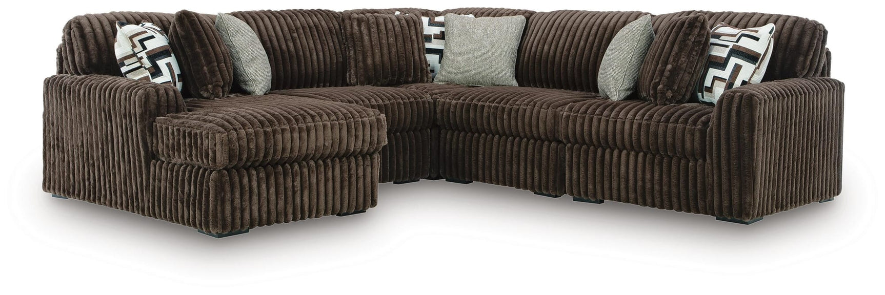 Midnight-Madness Chocolate 5-Piece Sectional with Chaise from Ella Furniture