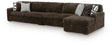 Midnight-Madness Chocolate Velvet 3-Piece Sectional with Chaise from Ella Furniture