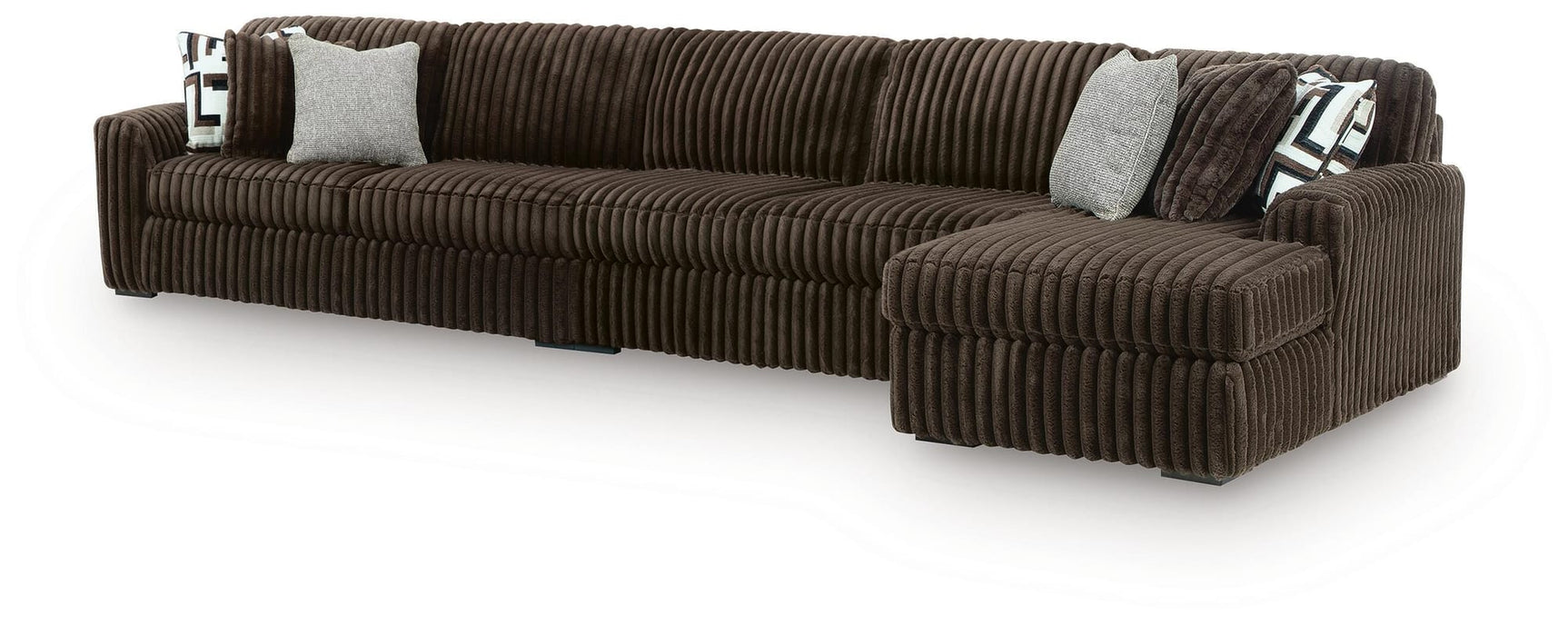 Midnight-Madness Chocolate Velvet 3-Piece Sectional with Chaise from Ella Furniture