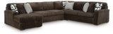 Midnight-Madness Chocolate Velvet 4-Piece Sectional with Chaise view 2