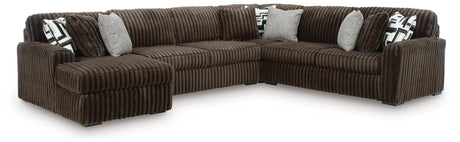 Midnight-Madness Chocolate Velvet 4-Piece Sectional with Chaise view 2