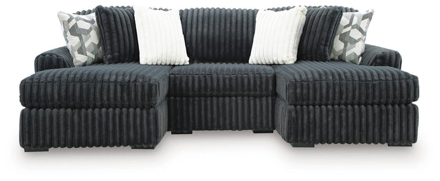 Midnight-Madness Gunmetal 3-Piece Double Chaise Sectional from Ella Furniture