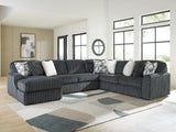 Midnight-Madness Gunmetal 4-Piece Sectional with Chaise from Ella Furniture